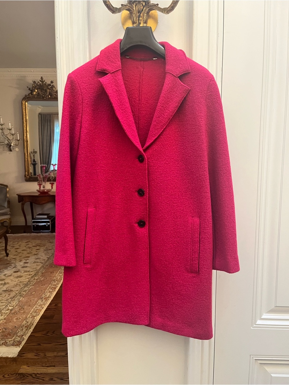 White Label Women's Hot Pink Virgin Wool-Blend Coat